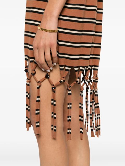 Nanushka Benigna fringed striped mini dress - Brown