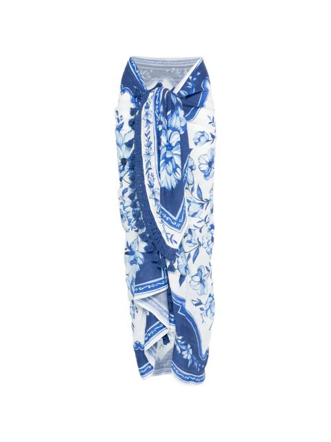 FARM Rio Porcelain Garden floral-print sarong - Blue - zdjęcie produktu nr 1