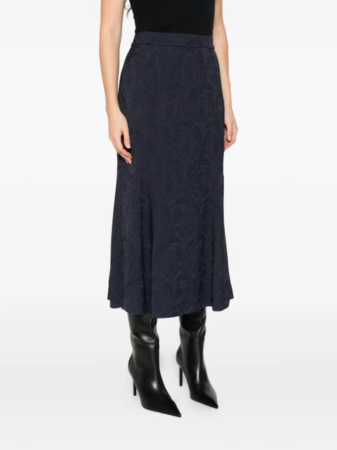 ETRO damask-pattern midi skirt - Blue