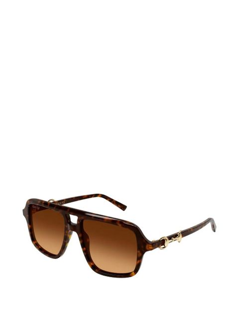 Gucci Eyewear horsebit-detail square-frame sunglasses - Brown - zdjęcie produktu nr 2