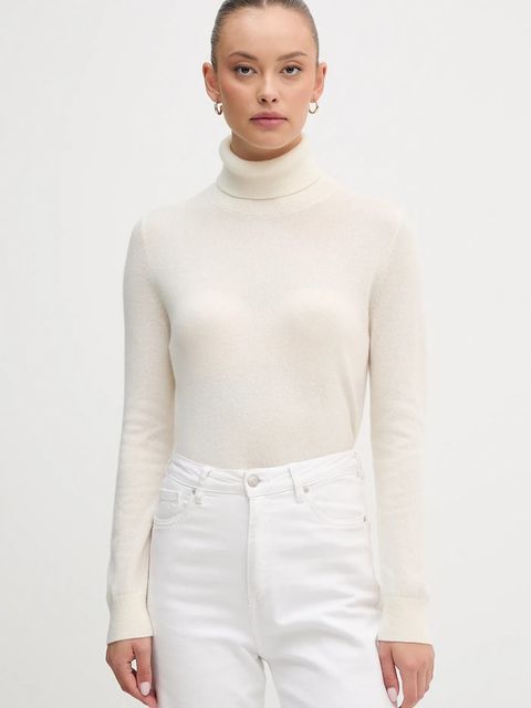 United Colors of Benetton sweter kaszmirowy kolor beżowy lekki z golfem 1033D202D - zdjęcie produktu nr 1