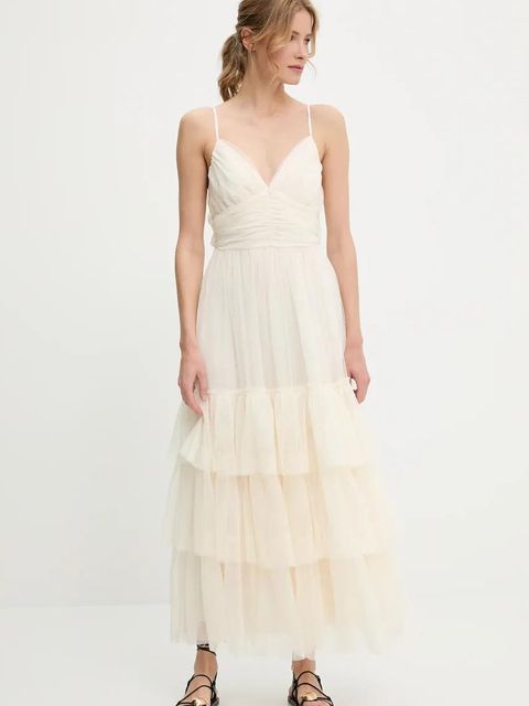 Answear.LAB sukienka kolor beżowy maxi rozkloszowana - zdjęcie produktu nr 2