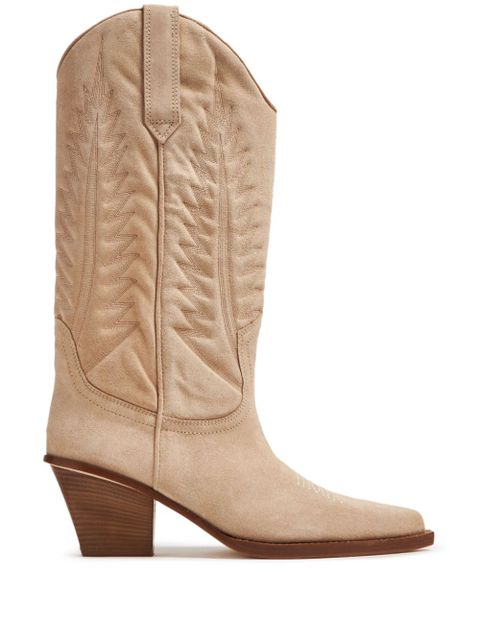 Paris Texas 70mm embroidered-motif suede boots - Neutrals - zdjęcie produktu nr 1