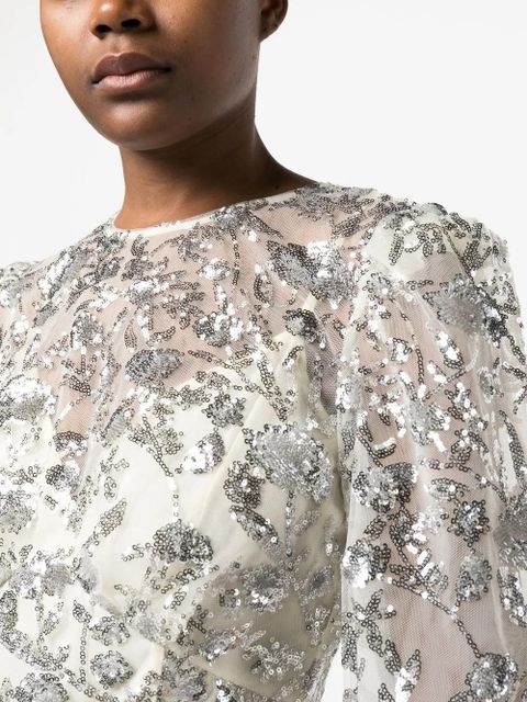 Self-Portrait sequin-embellished maxi dress - Neutrals