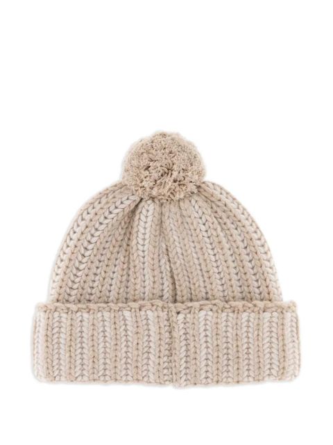FENDI embroidered pompom beanie hat - Neutrals
