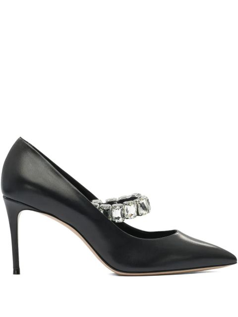 Casadei 100mm crystal-embellished pointed-toe pumps - Black - zdjęcie produktu nr 1