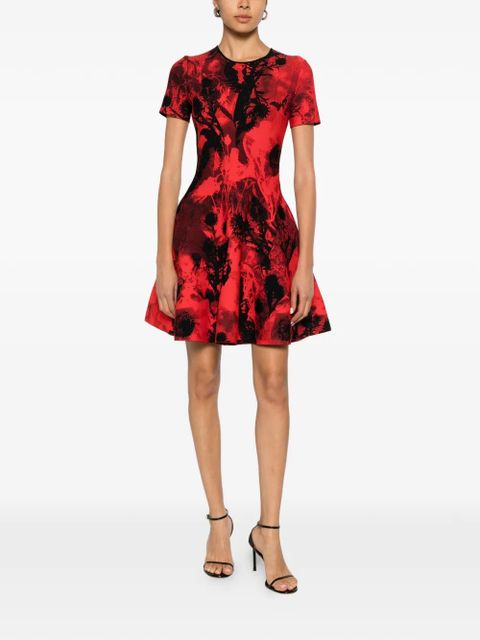 Alexander McQueen crew-neck flared-hem mini dress - zdjęcie produktu nr 2