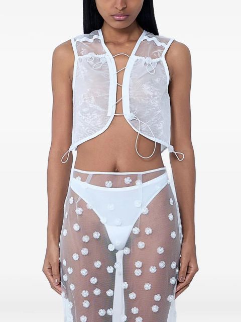 Cecilie Bahnsen flower-detail gilet - White - zdjęcie produktu nr 1