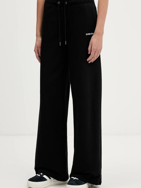 Guess Jeans spodnie dresowe bawełniane damskie kolor czarny gładkie W6RB52 K68I4 - zdjęcie produktu nr 1