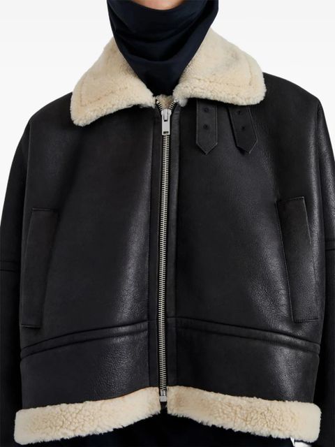Proenza Schouler leather shearling-linen jacket - Black