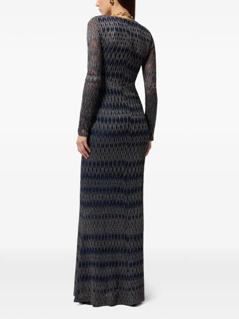 Missoni long-sleeve V-neck dress - Blue