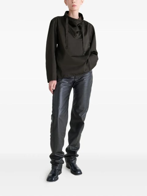 LEMAIRE high-neck drawstring blouse - Brown