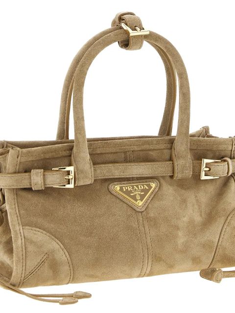 Prada mini Bonnie suede tote bag - Neutrals