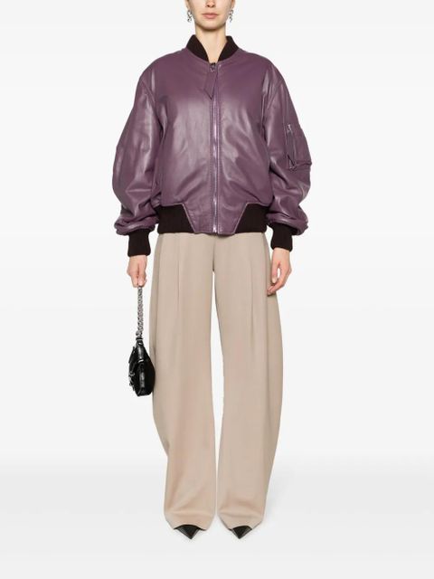 The Attico Anja padded leather bomber jacket - Purple
