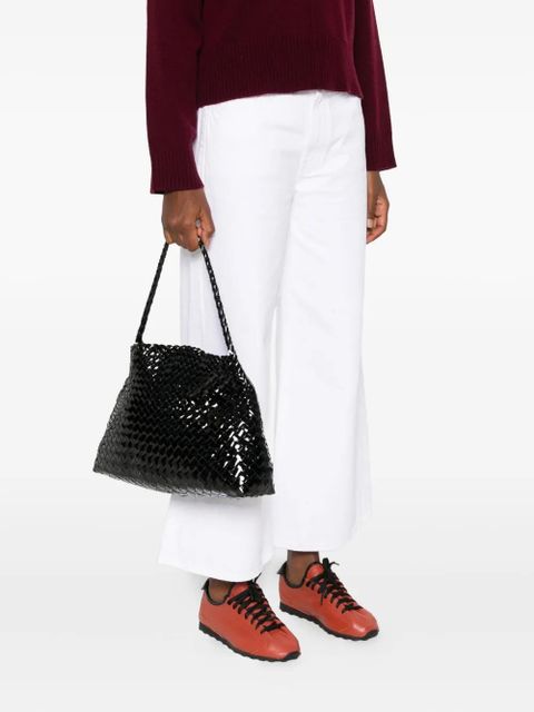 DRAGON DIFFUSION patent-leather woven tote bag - Black