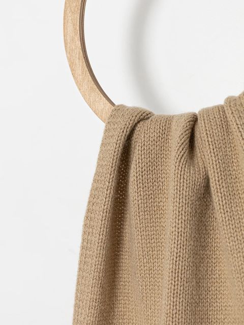 Diesel szalik wełniany K-ARAS kolor beżowy gładki A19691.0KCAE - zdjęcie produktu nr 2