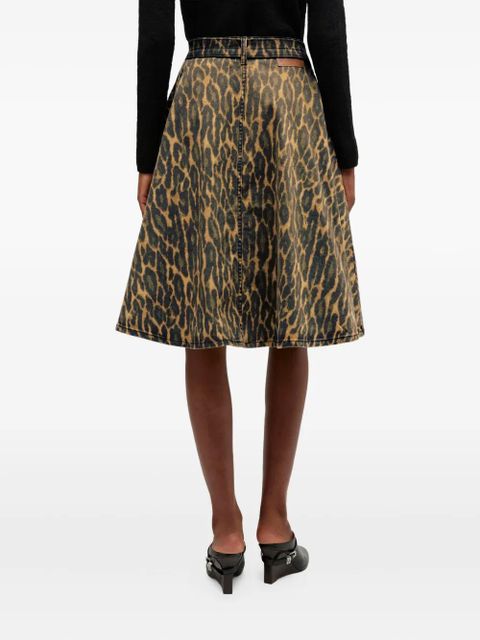 GANNI animal-print midi skirt - Black