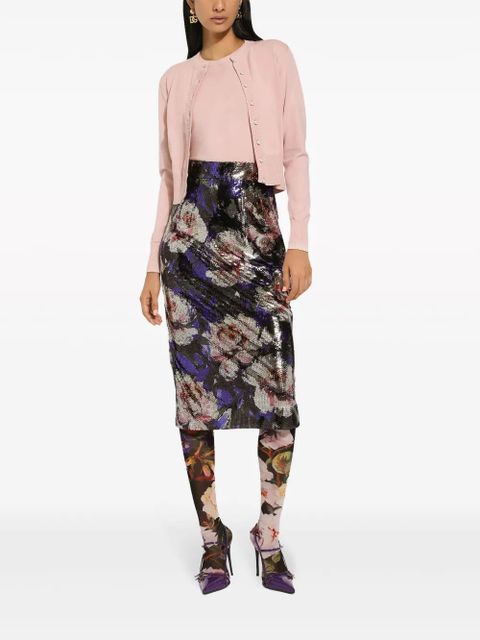 Dolce & Gabbana sequin-embellished pencil midi skirt - Purple