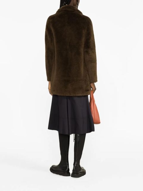 Yves Salomon notched-collar single-breasted coat - Brown