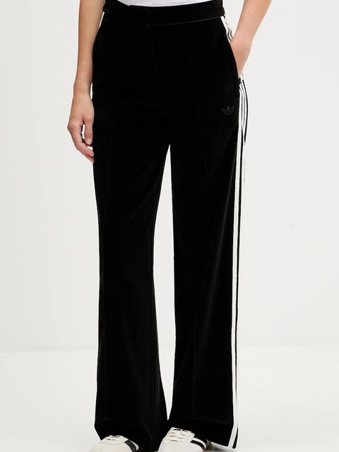 adidas Originals spodnie dresowe welurowe Velvet damskie kolor czarny szerokie high waist KF2304 - zdjęcie produktu nr 1