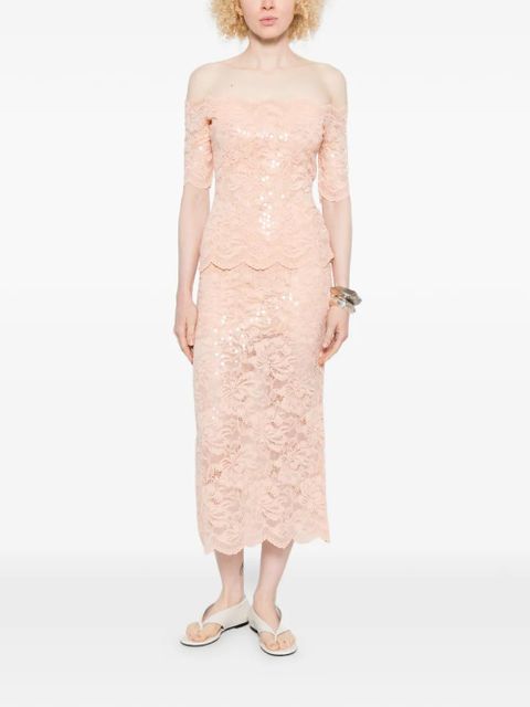 Rabanne sequin lace midi skirt - Orange - zdjęcie produktu nr 2