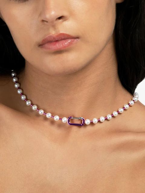 EÉRA 18K white gold Vita pearl necklace - Purple