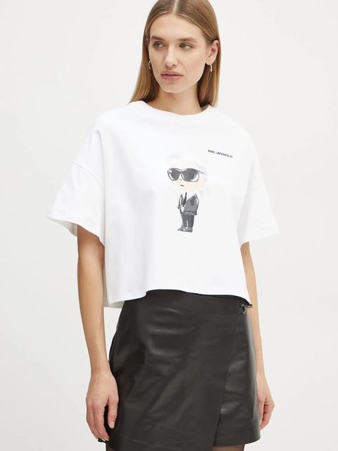 Karl Lagerfeld t-shirt bawełniany IKON damski kolor beżowy A1W17132 - zdjęcie produktu nr 1