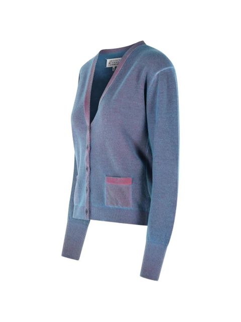 Maison Margiela patch-pocket V-neck cardigan - Blue