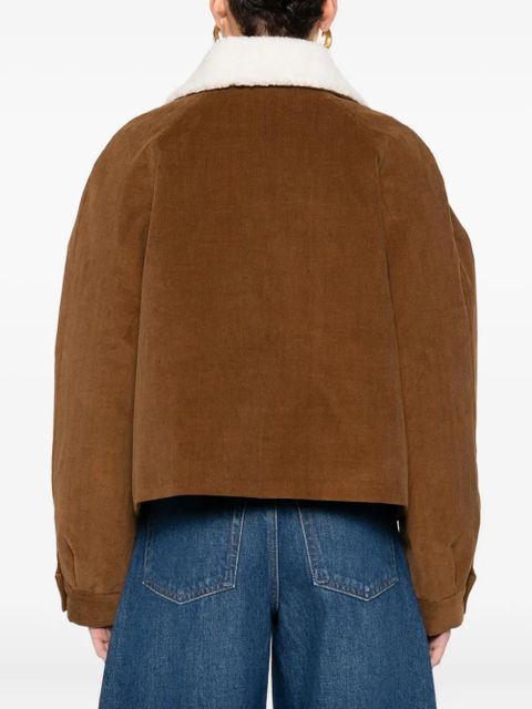 Maje shearling-collar jacket - Brown