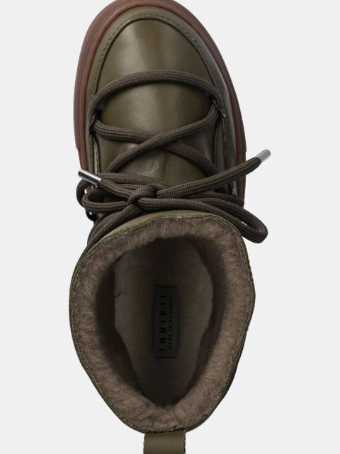 Inuikii śniegowce skórzane Full Leather kolor zielony 55102-087