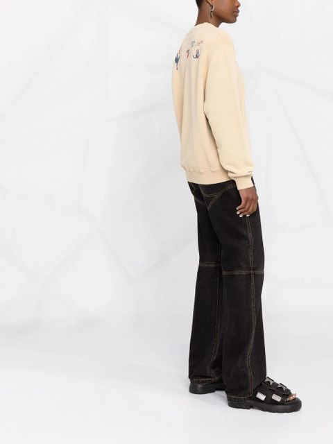 Off-White Draining Man logo-embroidered cotton sweatshirt - Neutrals