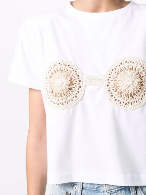 Magda Butrym crochet-detailed cotton T-shirt - White