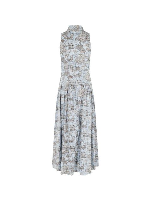 STAUD Romy shirt-collar sleeveless maxi dress - Blue - zdjęcie produktu nr 2