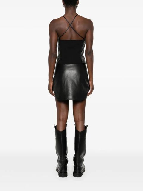 Diesel L-luvy logo-embossed leather top - Black