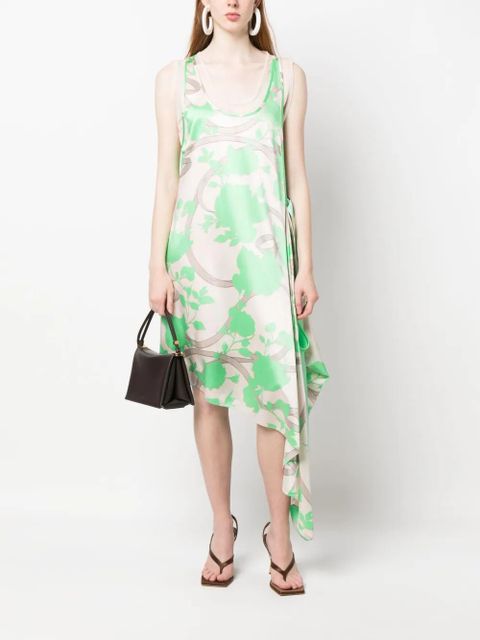 FENDI floral-motif draped silk dress - Neutrals - zdjęcie produktu nr 2