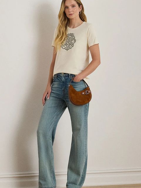 Lauren Ralph Lauren t-shirt bawełniany damski kolor beżowy 200980211