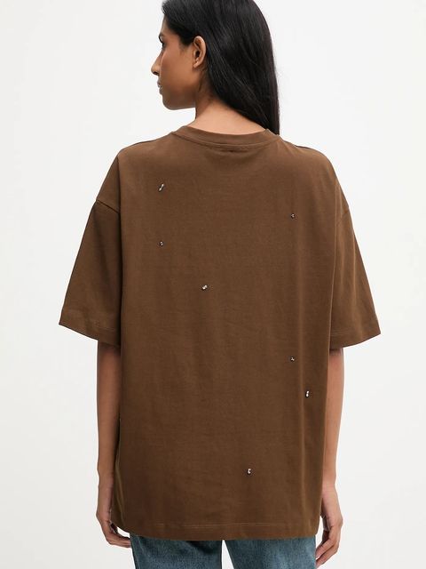 Answear.LAB t-shirt bawełniany damski kolor brązowy