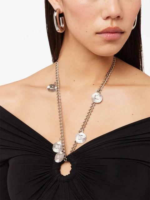 Rabanne chain-detail draped long dress - Black