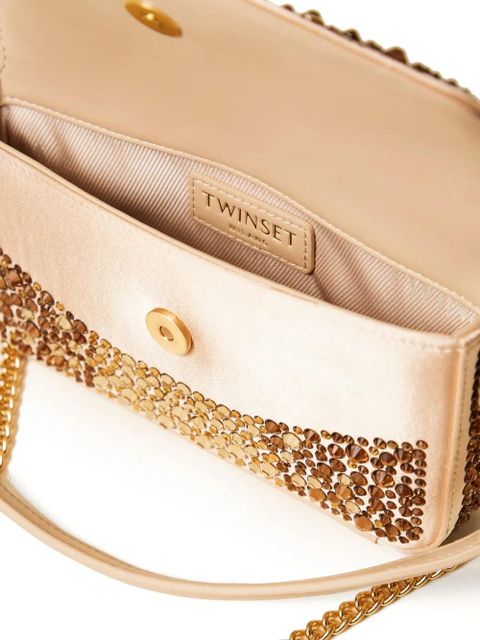 TWINSET Amie crystal-embellished chain shoulder bag - Brown