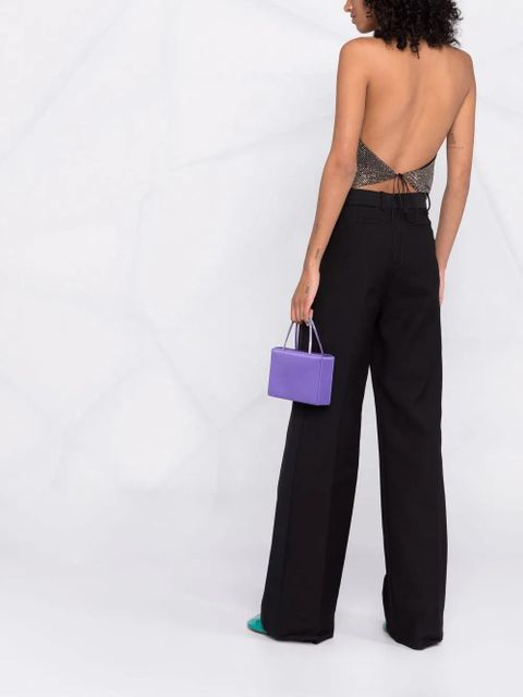 MANURÍ metallic halterneck backless blouse - Grey