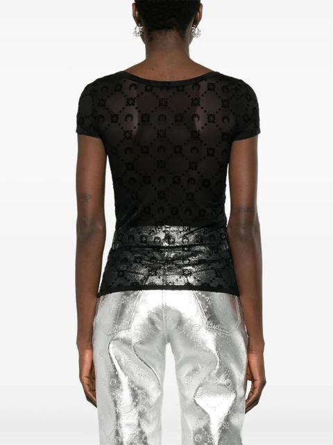 Marine Serre Crescent Moon-motif mesh top - Black - zdjęcie produktu nr 2