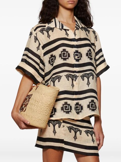 Johanna Ortiz La Creciente horse-print striped shirt - Neutrals - zdjęcie produktu nr 2