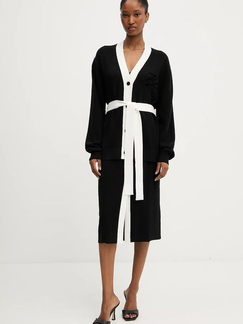 Karl Lagerfeld kardigan z domieszką wełny damski kolor czarny A3W18026