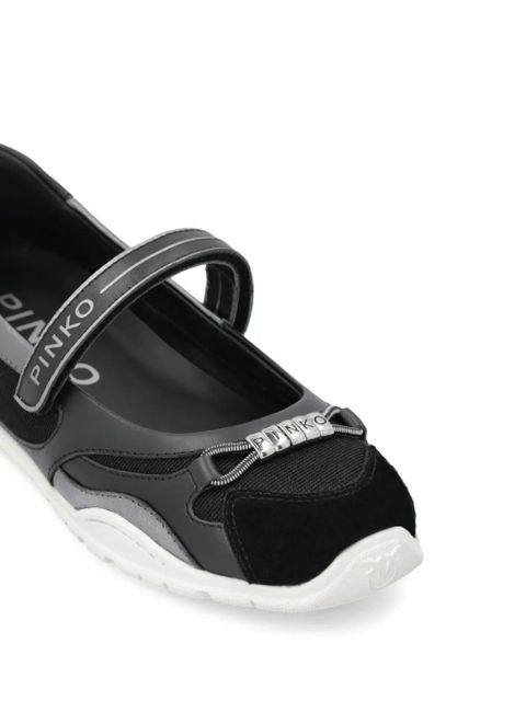 PINKO pink-detail strap sneakers - Black