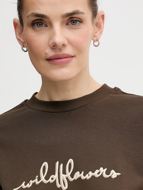 United Colors of Benetton t-shirt bawełniany damski kolor brązowy 3DCJD10B5