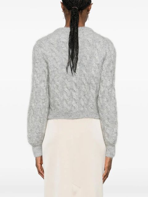 Alessandra Rich cable-knit cardigan - Grey