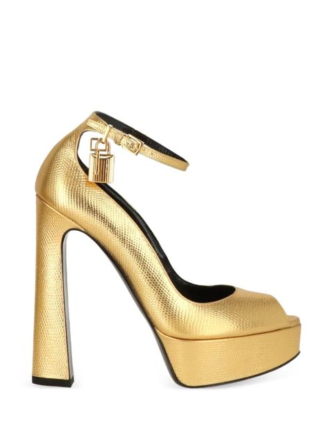 TOM FORD padlock peep-toe platform pumps - Gold - zdjęcie produktu nr 1