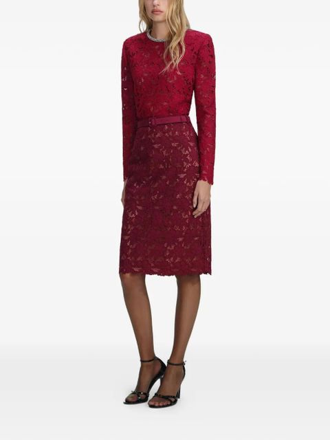 Self-Portrait lace midi dress - Red