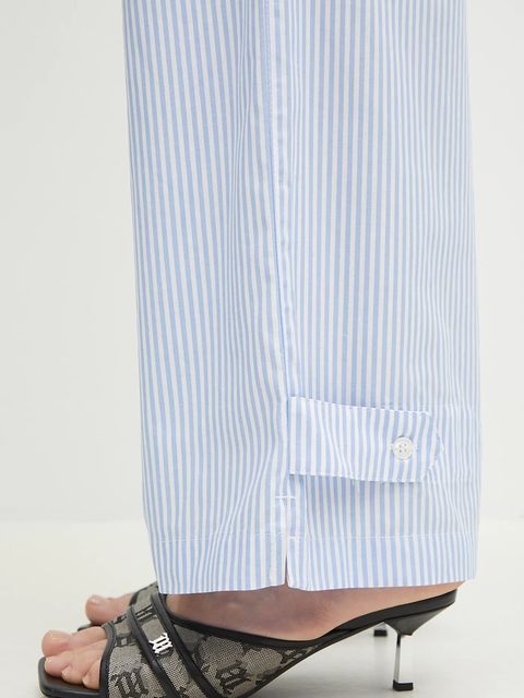 Fiorucci spodnie bawełniane Striped Logo damskie kolor niebieski szerokie high waist U02SPBPA299CO01BL02