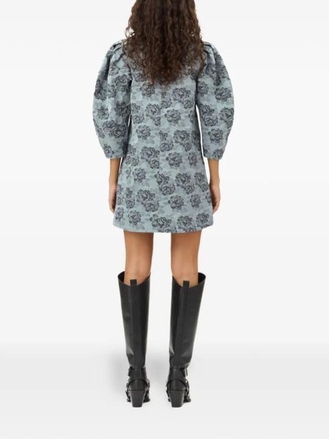 GANNI floral jacquard mini dress - Blue